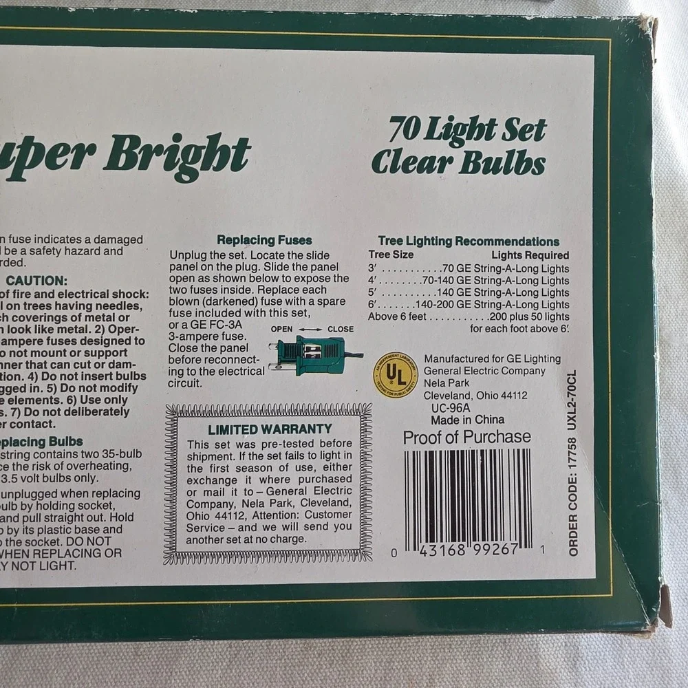 VTG GE String-A-Long Super Bright 70 Light Set Clear Bulbs. 2 Box Lot. New NOS